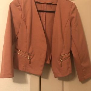 Peach blazer gold zippers